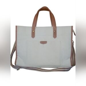 Missnine Laptop Canvas Cream & Tan Work, College Office Tote Bag